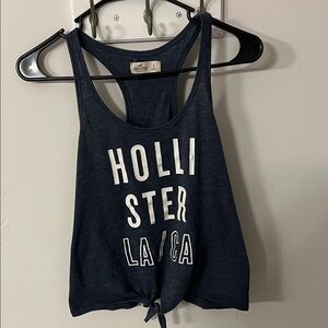 Hollister Women's Grey  Tank with White Lettering